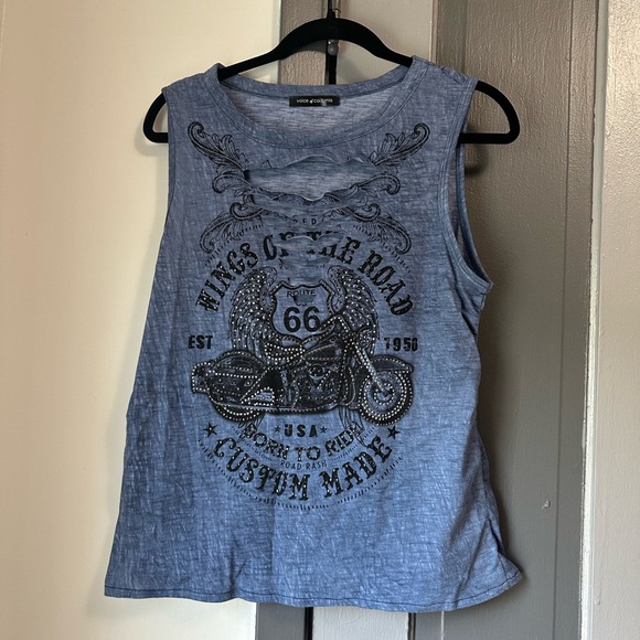 Rock & Roll Cowgirl Gray Graphic Muscle Tee - Picture 1 of 4